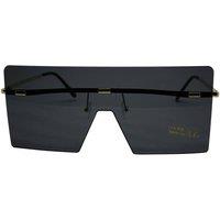 Vellin Women's Oversized Rimless Visor Sunglasses in Black