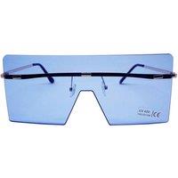 Vellin Women's Oversized Rimless Visor Sunglasses in Blue