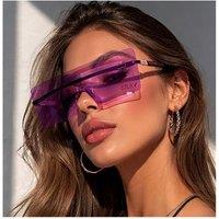 Vellin Women's Oversized Rimless Visor Sunglasses in Purple