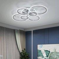 NIVOR LED Ceiling Light 76W Ceiling Lamp Dimmable 6 Rings Ceiling Chandelier in Silver