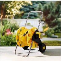 Garden Sanctuary Wheeled Outdoor Garden Hose Reel Cart 40m in Yellow