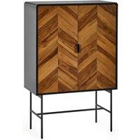 Cheshire Premium Aldwick 2 Door Storage Cabinet in Black & Natural Brown Wood