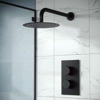 Nes Home Matte Black Concealed Thermostatic Overhead 200mm Rainfall Shower Mixer Set