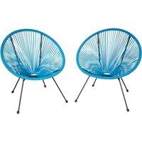 tectake Garden chairs in retro design (set of 2) in Blue | Size: 2 Seater