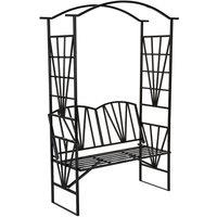 tectake Garden Arch - steel rose arch with bench, 114 x 42 x 210 cm in Black | Size: 1 Pack