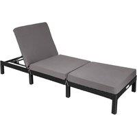tectake Rattan Sun Lounger Sofia in Black | Size: 1 Seater