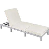 tectake Rattan Sun Lounger Sofia in Grey | Size: 1 Seater