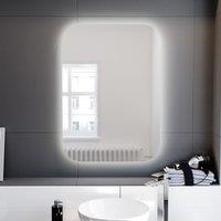 Nes Home Bathroom Modern LED Mirror With Battery Powered Button Switch 500 x 700mm in Silver