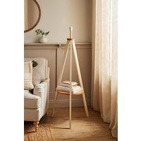 ValueLights Morrigan Free Standing Wooden Tripod Shelved Floor Lamp Base in Cream
