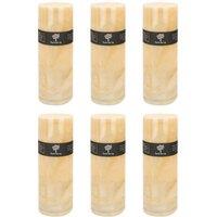 Nicola Spring Round Vanilla Pillar Candles - 215 Hours - Cream - Pack of 6 in Beige