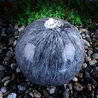 Primrose Echo Falls Marble Sphere Fountain LEDs Grey Round Water Feature 50cm in Dark Grey