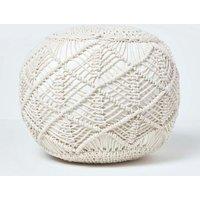 Homescapes Macrame Knitted Pouffe 35 x 40 cm in Natural