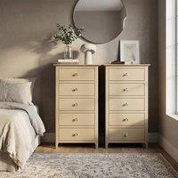 FWStyle Pair Of Putty Palma 5 Drawer Chest Of Drawers Ready Assembled in Beige