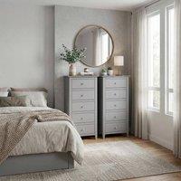 FWStyle Pair Of Grey Palma 5 Drawer Chest Of Drawers Ready Assembled