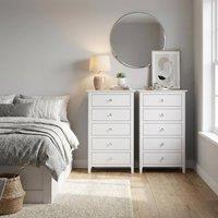 FWStyle Pair Of White Palma 5 Drawer Chest Of Drawers Ready Assembled
