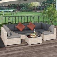 OUTSUNNY 4 Pieces Patio Rattan Wicker Sofa Set Outdoor Conservatory Furniture Set in Grey