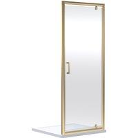 Balterley 6mm Glass Reversible Pivot Shower Door 1900 x 800mm Brushed Brass in Metallics