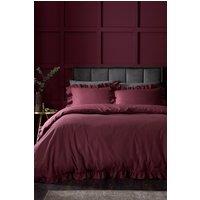 Appletree 'Cassia Frill' 100% Cotton Relaxed Look Duvet Cover Set in Red | Size: King