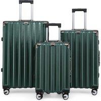 Infinity Leather Hardshell Suitcase Set Robust 8 Wheel Luggage Cabin Case Bag in Emerald