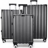 Infinity Leather Hardshell Suitcase Robust 8 Wheel Luggage Cabin Case Bag in Black | Size: Medium