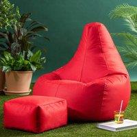 icon Gaming Recliner Indoor & Outdoor Bean Bag with Footstool in Red