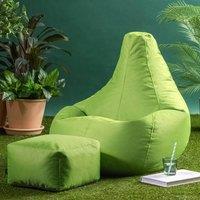 icon Gaming Recliner Indoor & Outdoor Bean Bag with Footstool in Lime