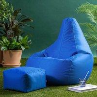 icon Gaming Recliner Indoor & Outdoor Bean Bag with Footstool in Blue