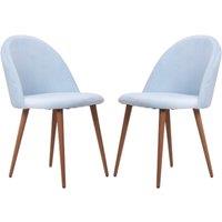 Life Interiors Set of 2 Lucia Ergonomic Velvet Dining Chairs with Wooden Legs, Modern Upholstered Accent Chair in Royal