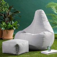 icon Gaming Recliner Indoor & Outdoor Bean Bag with Footstool in Light Grey