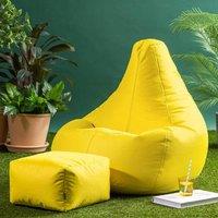icon Gaming Recliner Indoor & Outdoor Bean Bag with Footstool in Yellow