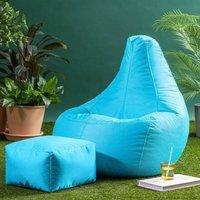 icon Gaming Recliner Indoor & Outdoor Bean Bag with Footstool in Aqua