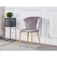 Life Interiors Single Elsa Velvet Dining Chair with Wooden Legs, Curved Back & Comfortable Seating in Grey