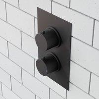 Nes Home Matt Black Modern Round 2 Way Concealed Thermostatic Shower Mixer Valve