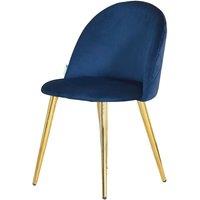 Life Interiors Single Lucia Ergonomic Velvet Dining Chair with Wooden Legs, Modern Upholstered Accent Chair in Royal