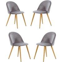 Life Interiors Set of 4 Lucia Ergonomic Velvet Dining Chairs with Wooden Legs, Modern Upholstered Accent Chair in Royal