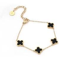 Say It With Graphite Crystal Clover Bracelet - Yellow Gold | Size: 7.5 inches