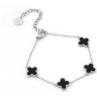 Say It With Graphite Crystal Clover Bracelet - Silver | Size: 7.5 inches