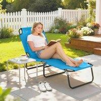 OUTSUNNY 2 Piece Reclining Chaise Lounge with Adjustable Backrest, Sky Blue