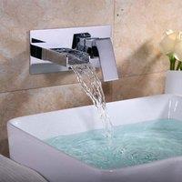 Nes Home Laura Waterfall Wall Mounted Basin Mono Mixer Tap in Silver