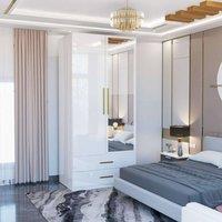 MN Furniture Modern High Gloss Mirrored Wardrobe with Drawers 80cm x 200cm in White | Size: 80 cm x 200 cm
