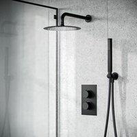 Nes Home Temel Black Matt Round Concealed Thermostatic Mixer Valve Hand Held Shower Set