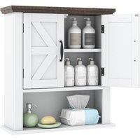 Costway Medicine Cabinet with Doors Farmhouse Wall Mounted Bathroom Cabinet in White