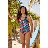 Animal Women's 'Mia' Stylish Cross Back Swimsuit Stretchy Chlorine Resistant Swimwear in Red | Size: 6