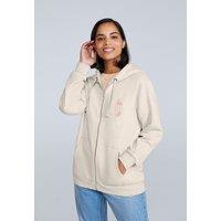 Animal Women's 'Maya' Stylish Cotton Graphic Hoodie Lightweight Full Zip Sweatshirt in Light Beige | Size: 6