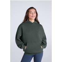 Animal Women's 'Idol' Logo Print Kangaroo Pocket Cotton Snug Fit Drop Shoulder Hoody in Dark Green | Size: 14