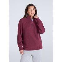 Animal Women's 'Ottoman' Warm Comfortable Soft Casual Half Zip Ribbed Sweatshirt in Burgundy | Size: 6