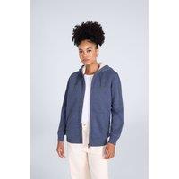 Animal Women's 'Zuri' Full Zip Lightweight Fleece Lined Cotton Relaxed Fit Hoodie in Dark Blue | Size: 20