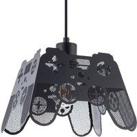 Happy Homewares Modern Matte Black Game Controller Pendant Shade with Laser Cut Holes