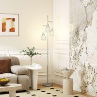 HOMCOM Industrial 3-Light Floor Lamp Dimmable Standing Lamp for Living Room in Silver