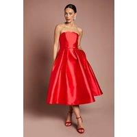 Coast Women's Scalloped Strapless Midi Dress in Red | Size: 10